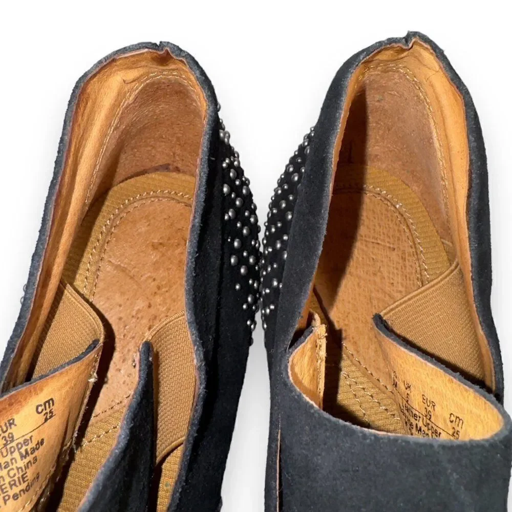Naya Valerie Studded Suede‎ Ankle Booties Black / Silver Studs Women's 8M